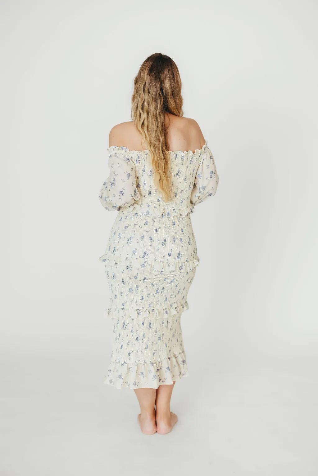 The Chloe Midi Dress in Blue - Bump Friendly