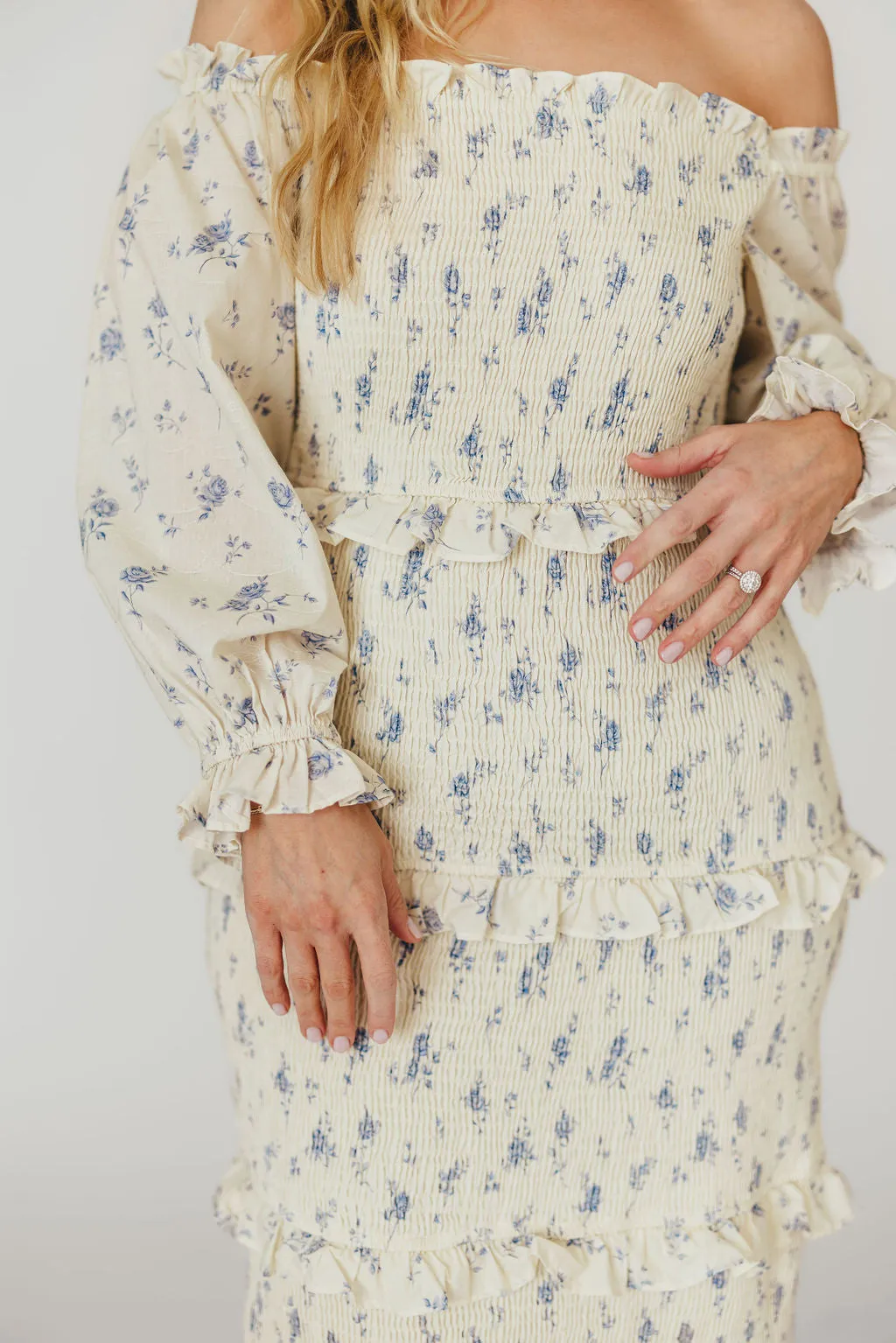 The Chloe Midi Dress in Blue - Bump Friendly