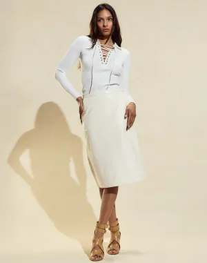 The London Leather Midi Skirt