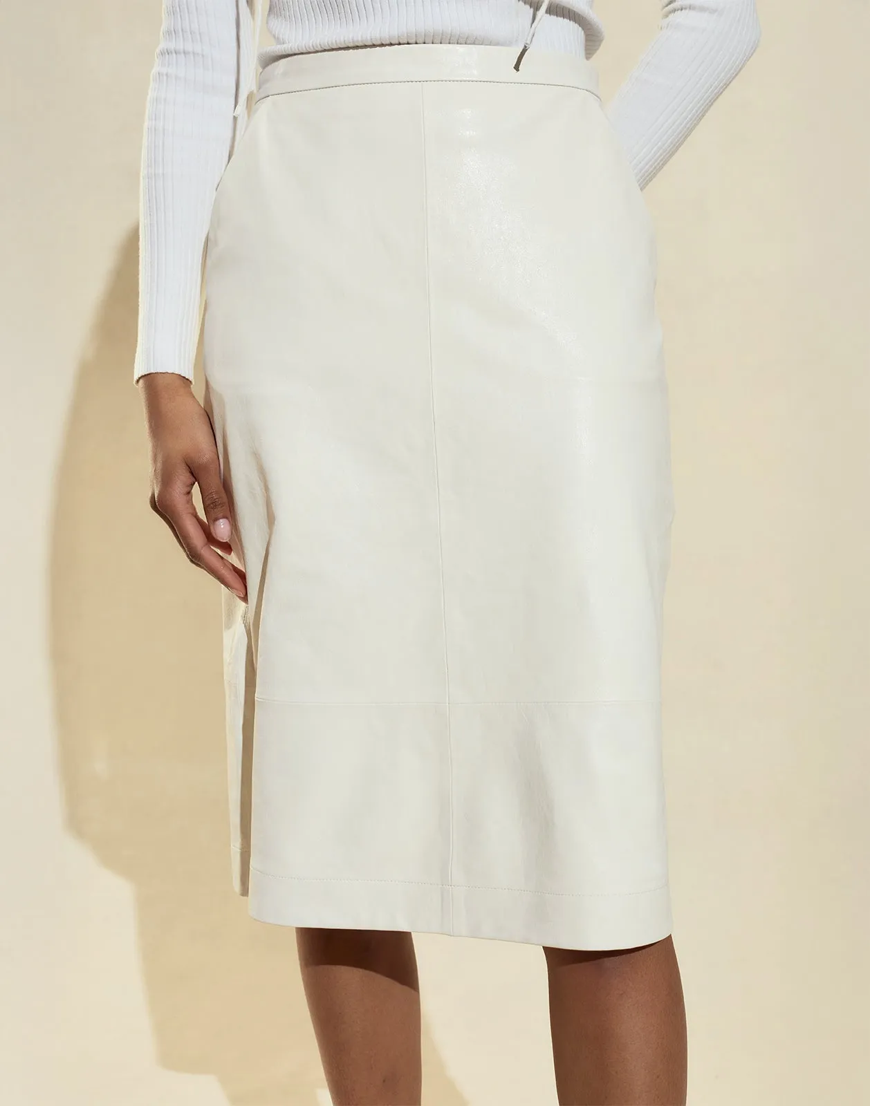 The London Leather Midi Skirt