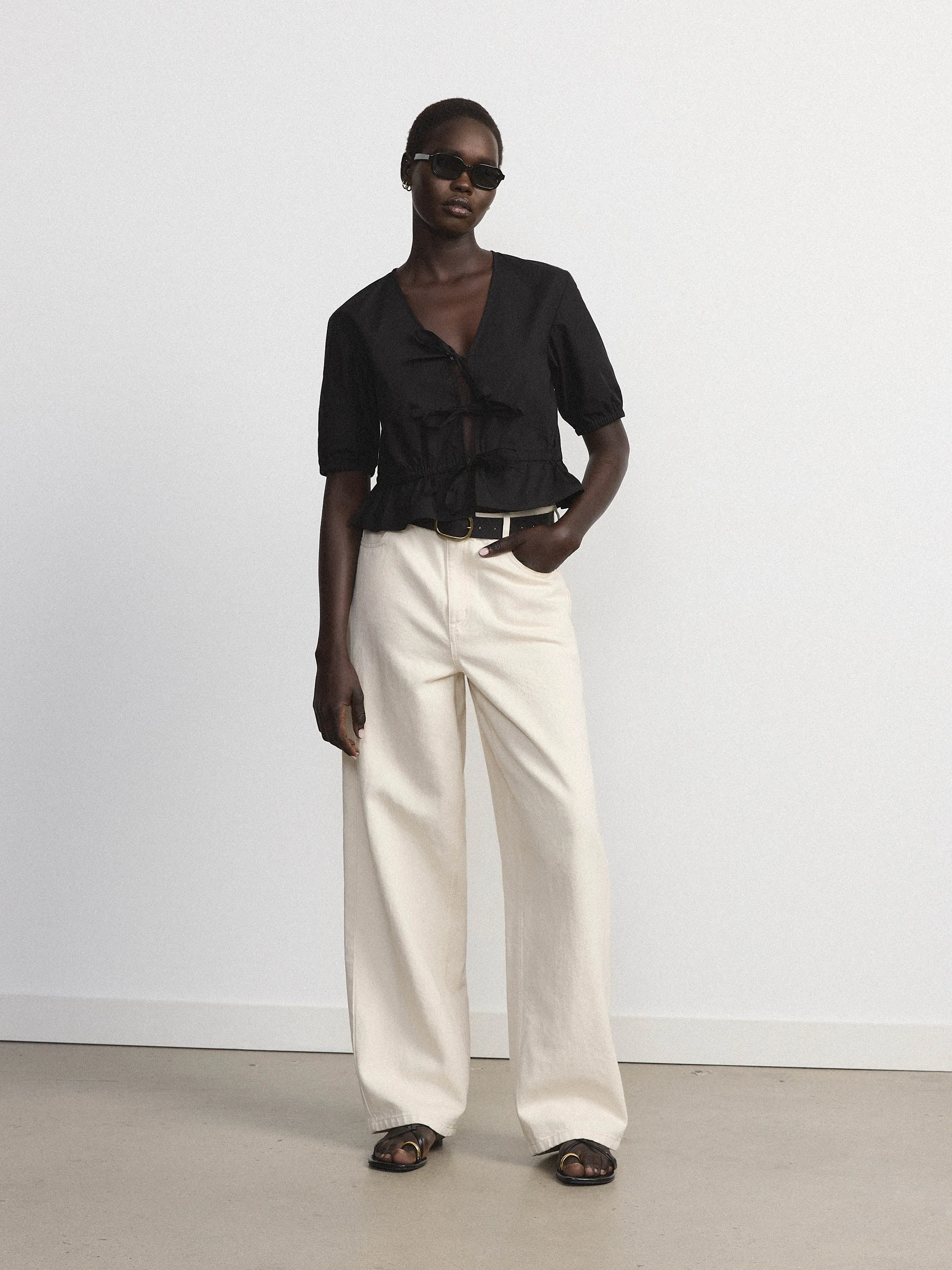 The Tie Front Blouse in Black