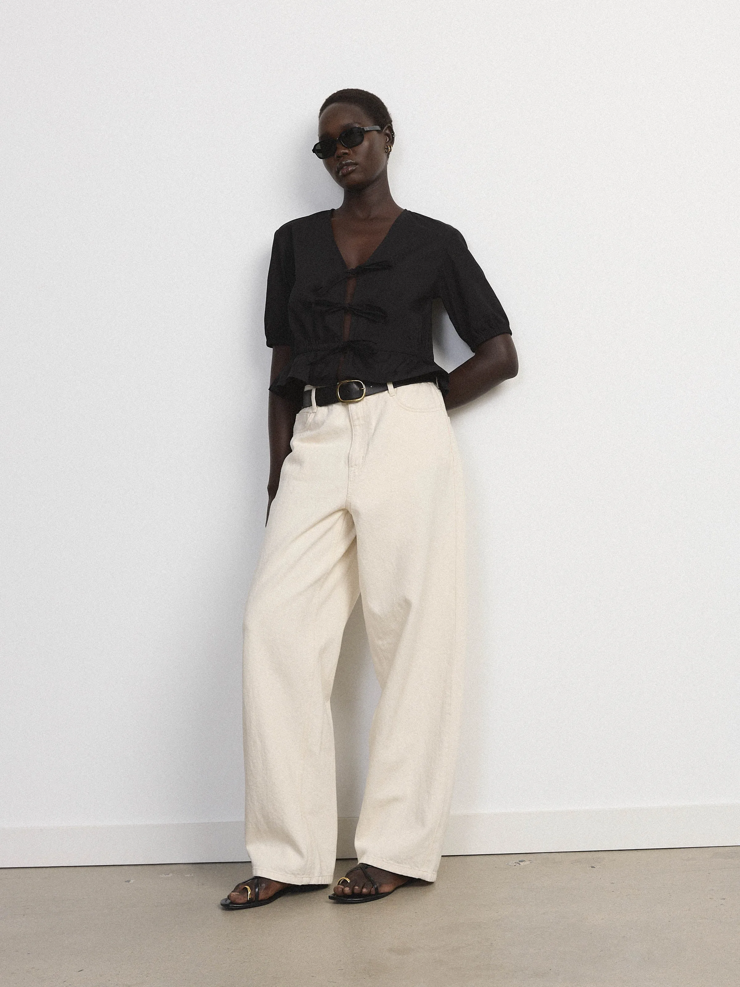 The Tie Front Blouse in Black