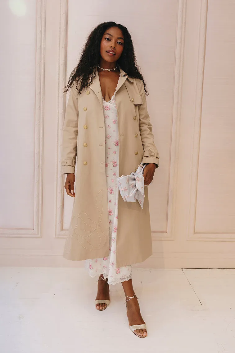 Thiel Bow-Embroidered Trench Coat