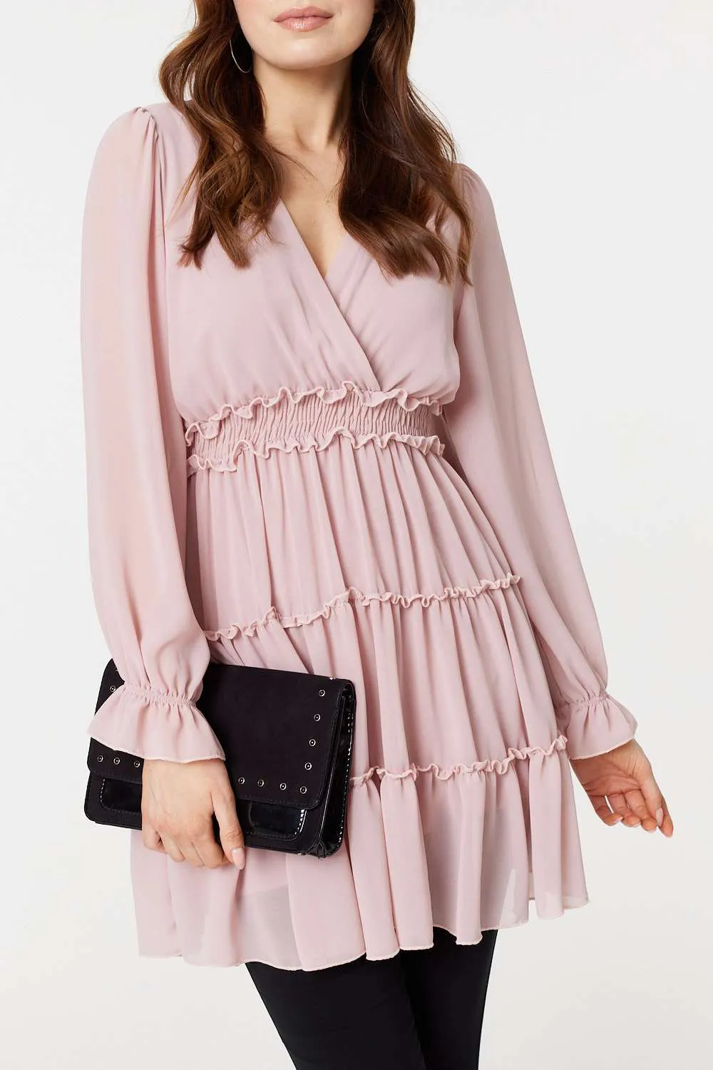 Tiered Long Sleeve Mini Dress