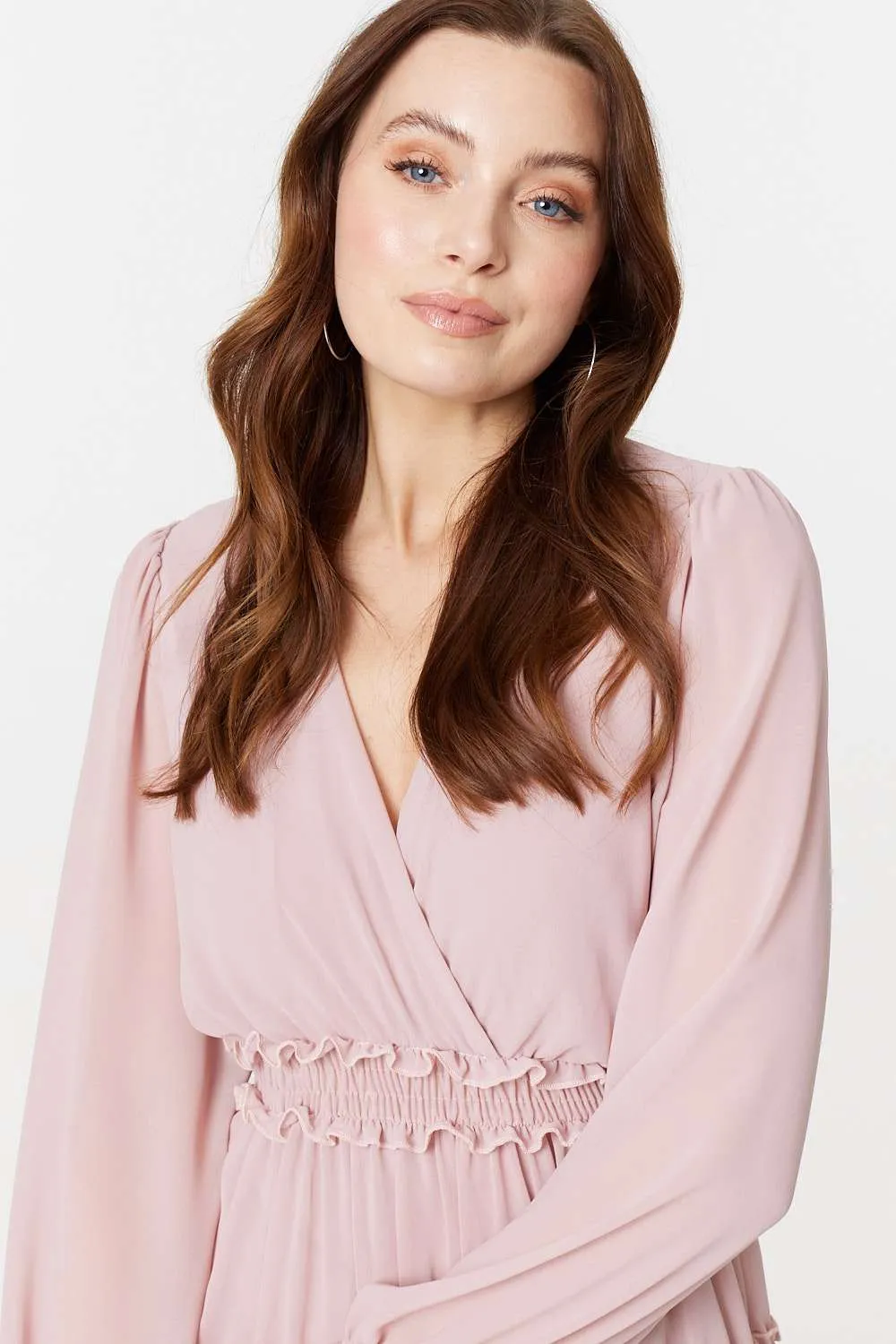 Tiered Long Sleeve Mini Dress
