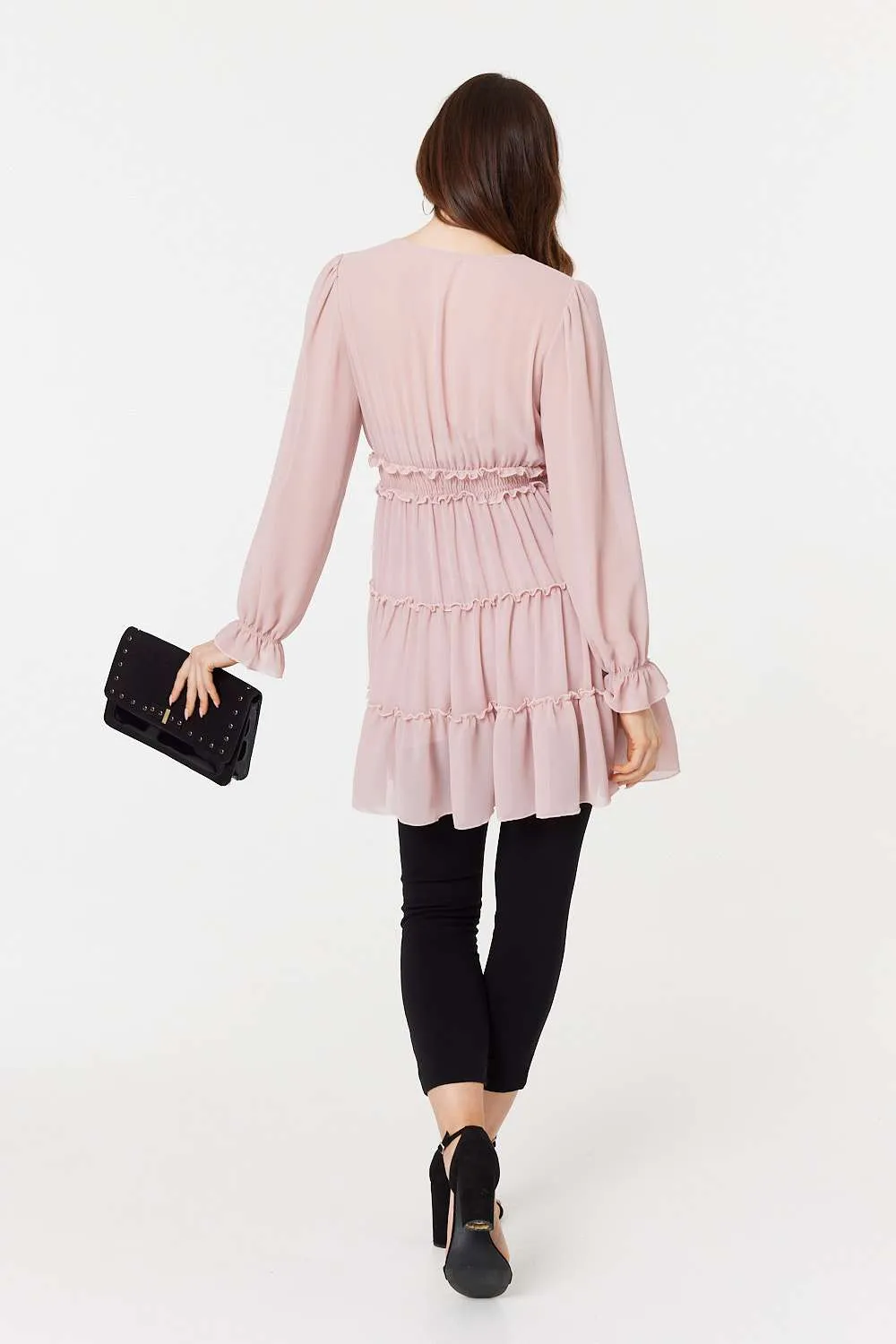 Tiered Long Sleeve Mini Dress