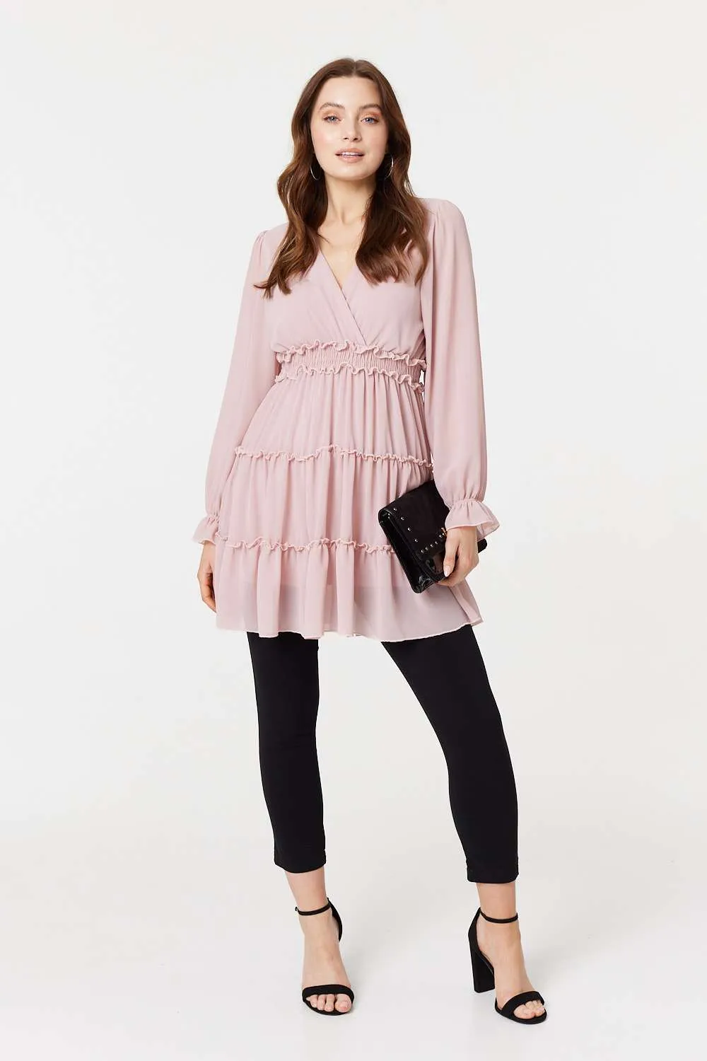 Tiered Long Sleeve Mini Dress