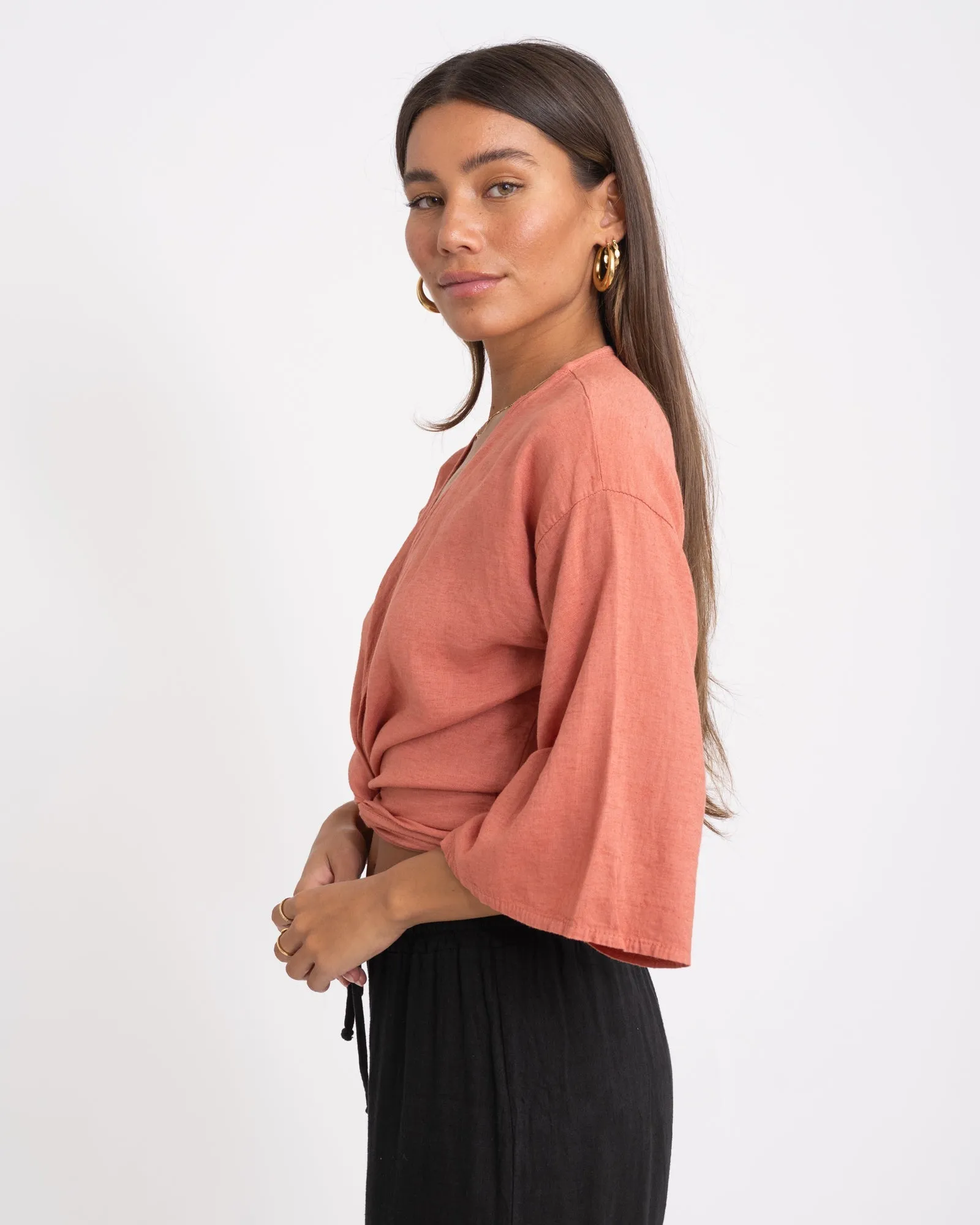 TILTIL Sunny Linen Top Pomegranate One Size
