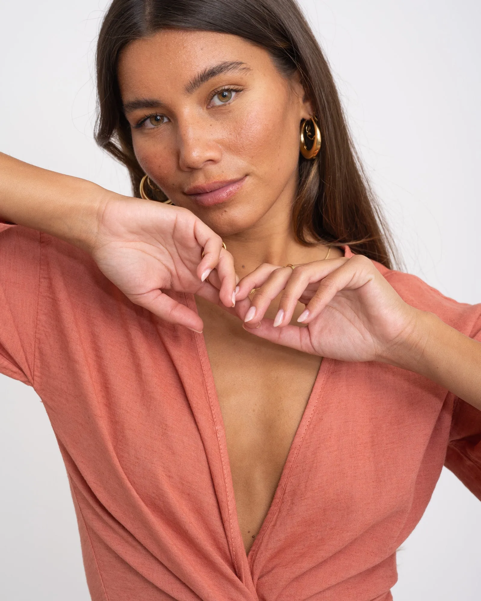TILTIL Sunny Linen Top Pomegranate One Size