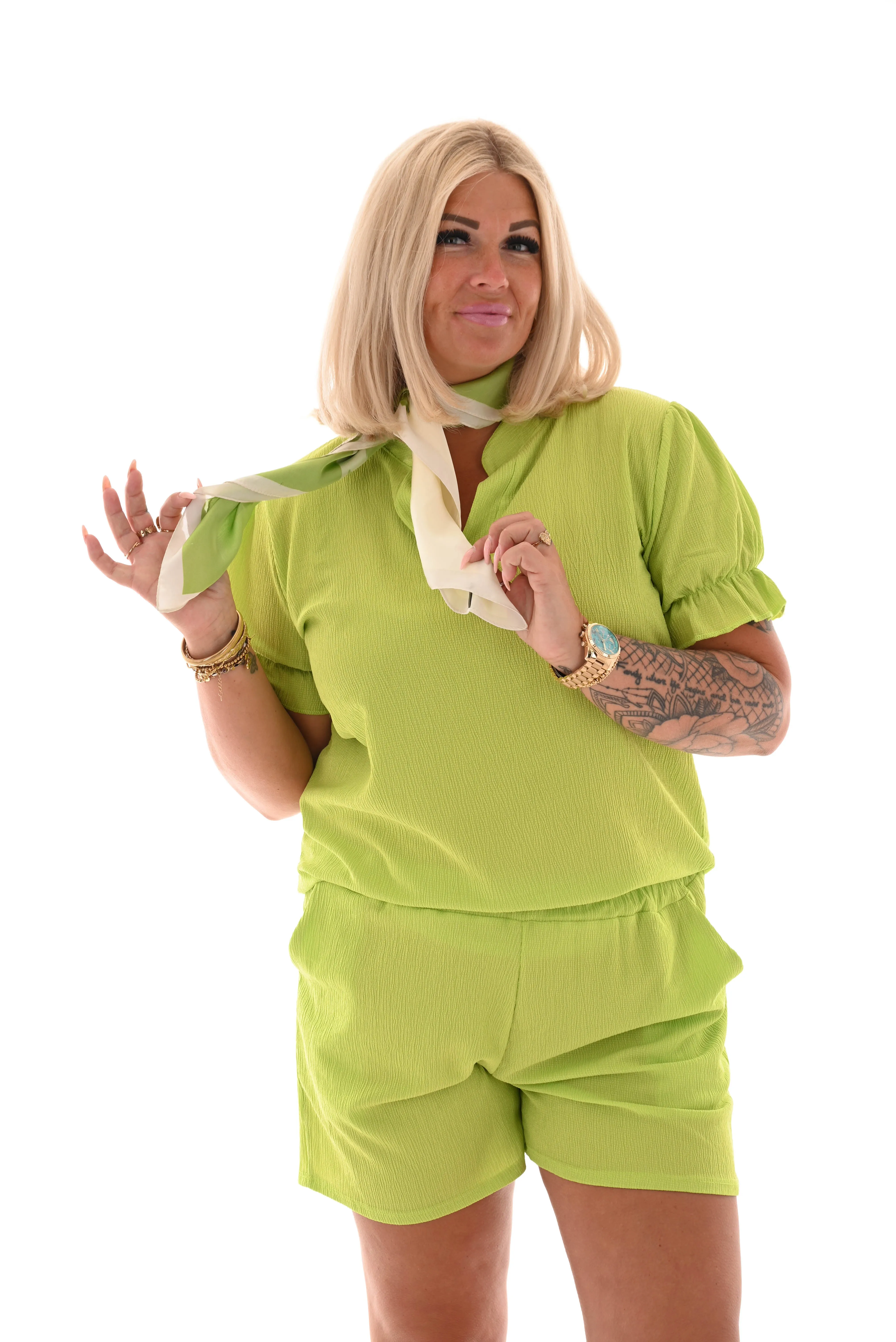 Twinset crepe short roezel lime
