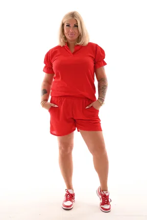 Twinset crepe short roezel rood
