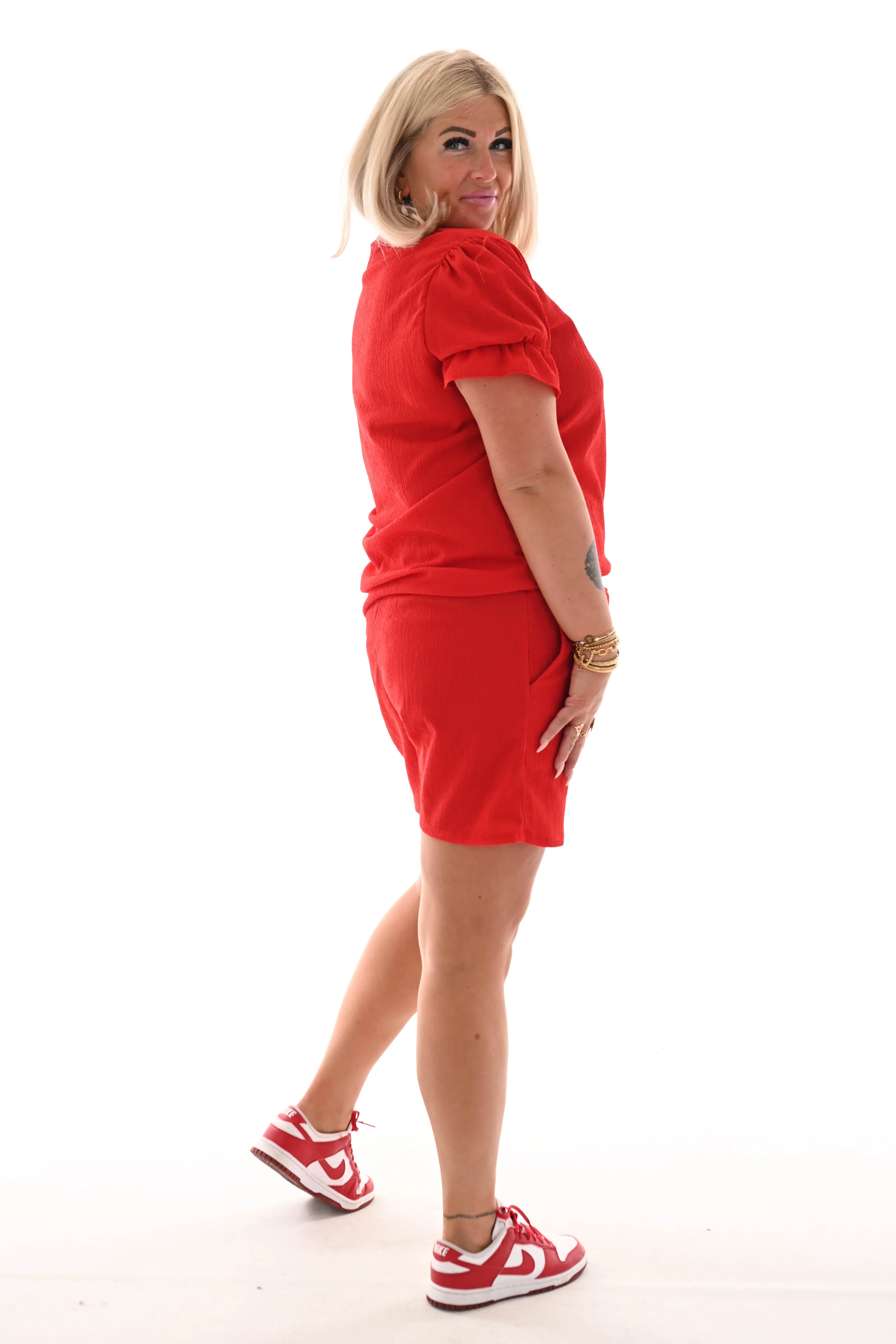 Twinset crepe short roezel rood