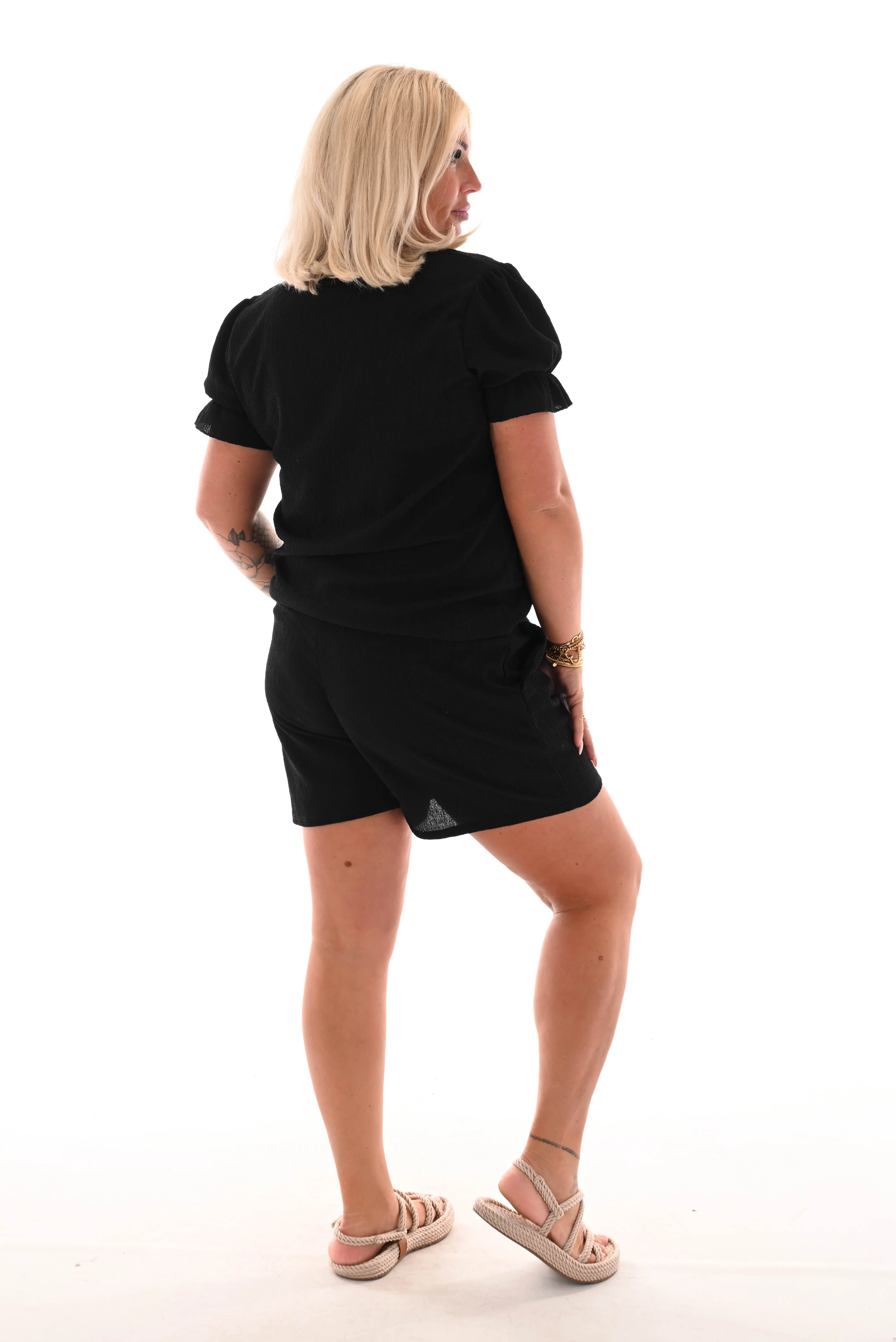 Twinset crepe short roezel zwart