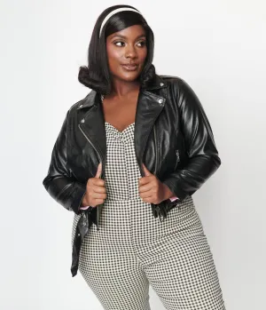 Unique Vintage Plus Size Black Vegan Leather Jacket