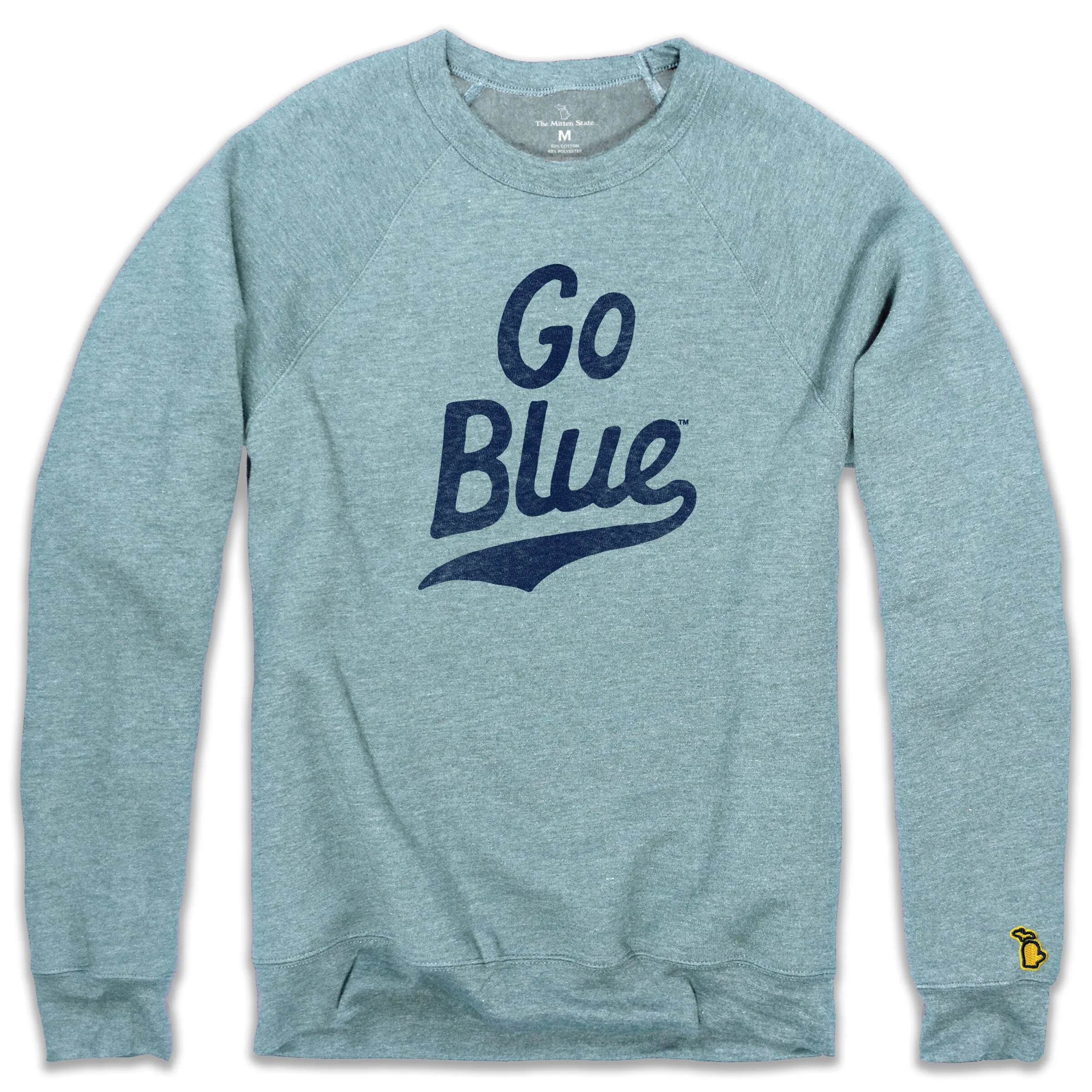 UofM - GO BLUE SCRIPT FLEECE SWEATSHIRT (UNISEX)