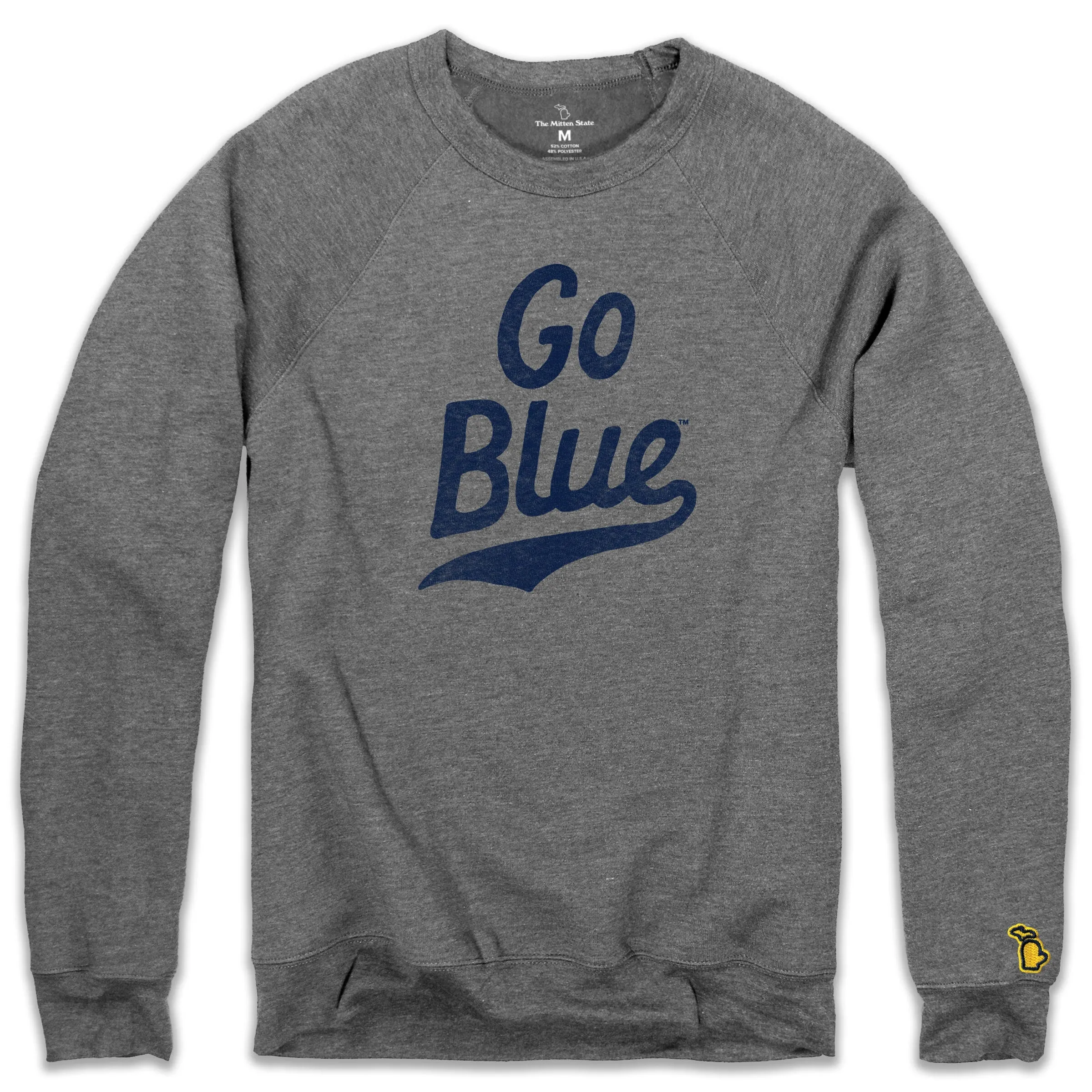 UofM - GO BLUE SCRIPT FLEECE SWEATSHIRT (UNISEX)