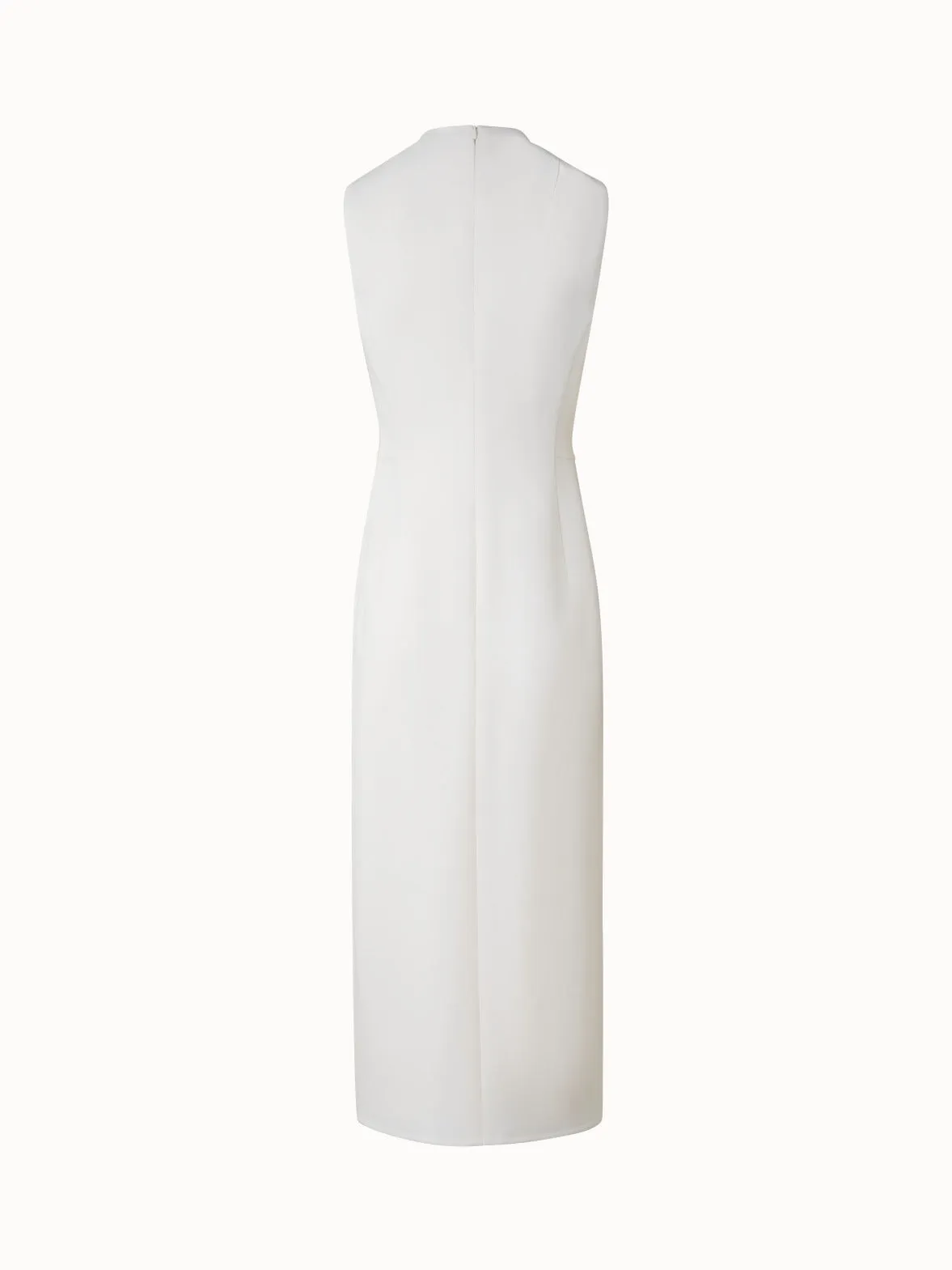 V-Neck Midi Sheath Dress in Wool Double-Face