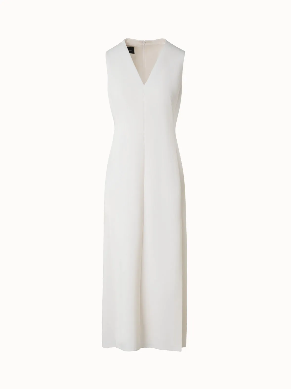 V-Neck Midi Sheath Dress in Wool Double-Face