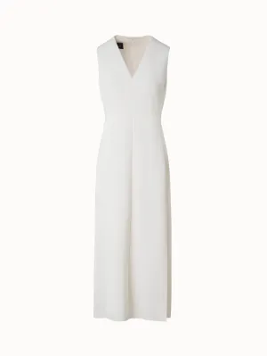 V-Neck Midi Sheath Dress in Wool Double-Face