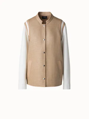 Varsity Jacket in Cotton Raffia and Leather