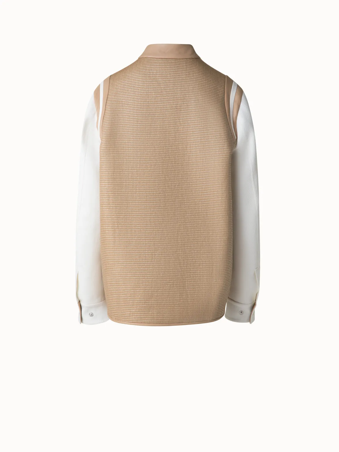 Varsity Jacket in Cotton Raffia and Leather