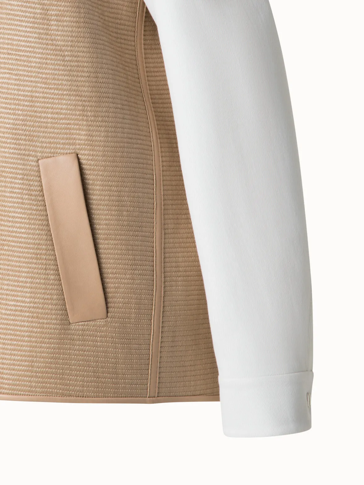 Varsity Jacket in Cotton Raffia and Leather