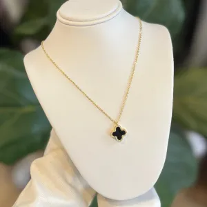 Venice Rhinestone Clover Gold Necklace