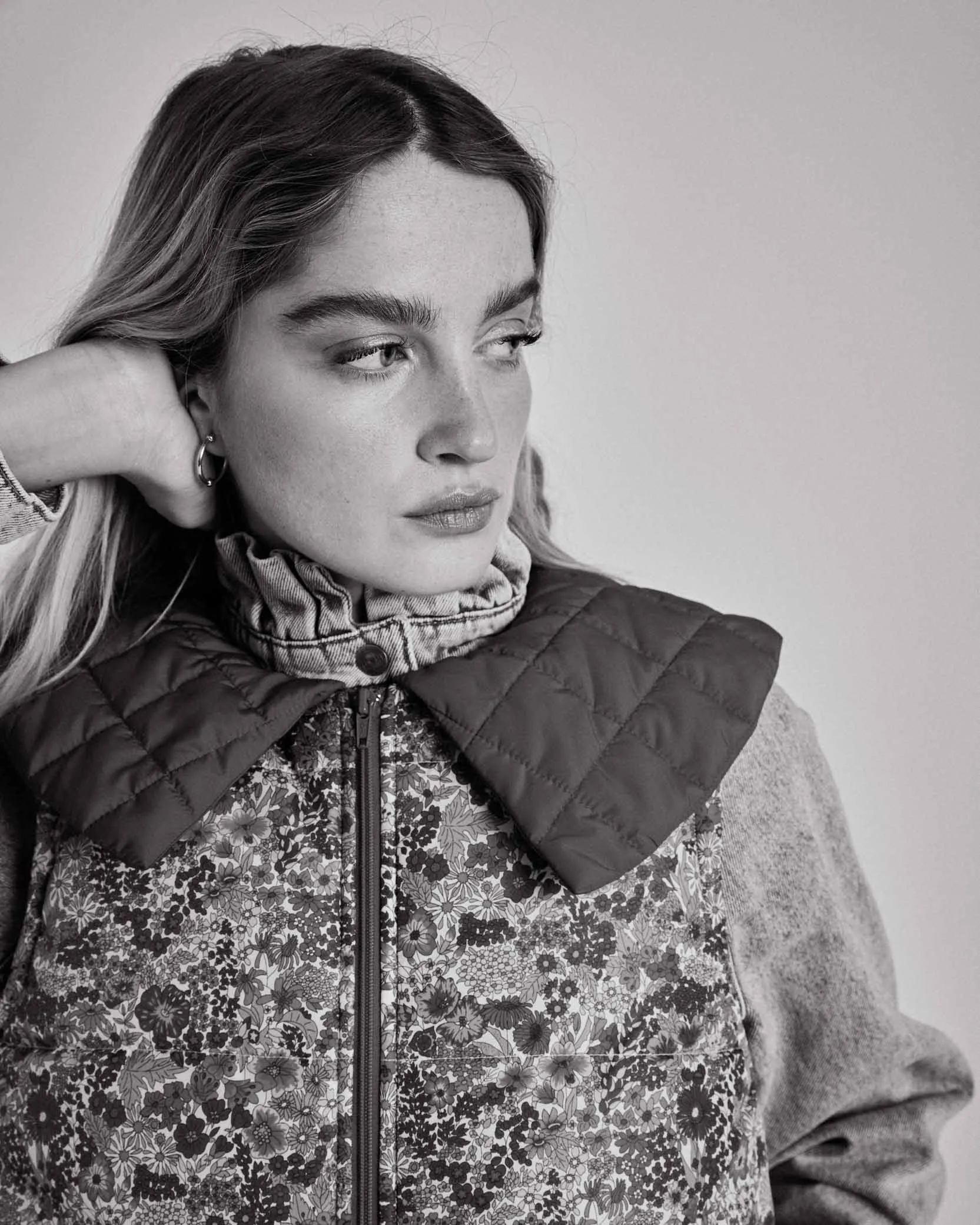 Veste Cali rouge et en tissu Liberty bleu et jaune