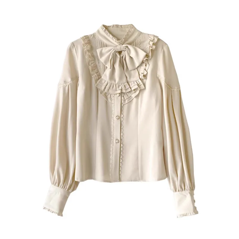 Victoria Ruffle Bow Blouse (Cream)