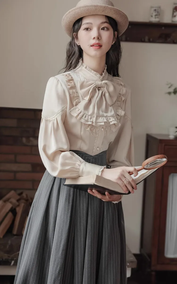 Victoria Ruffle Bow Blouse (Cream)