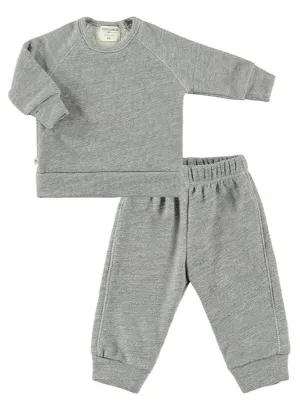 Vintage Heathered Sherpa Loungewear Set - Heathered Gray