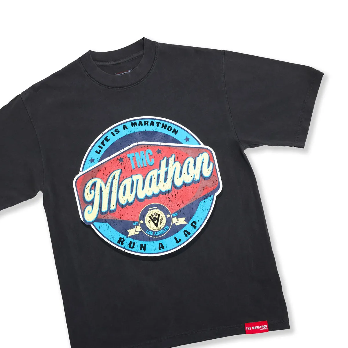 Vintage Run A Lap Marathon T-Shirt - Vintage Black