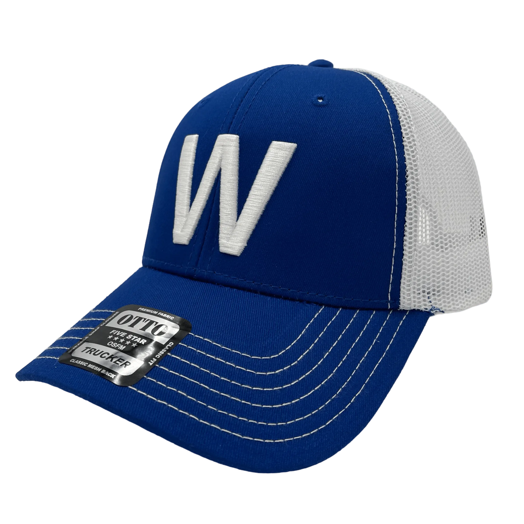 W SNAPBACK HAT. (ROYAL/WHITE)