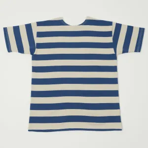 Warehouse & Co 4050 S/S 2 Border Stripe Tee - Blue/Oatmeal