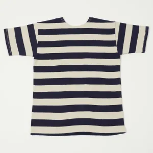 Warehouse & Co 4050 S/S 2 Border Stripe Tee - Navy/Oatmeal