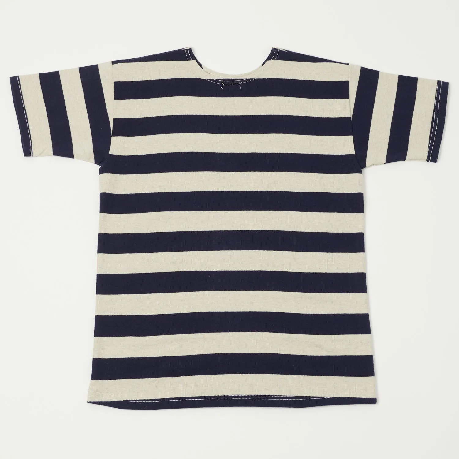 Warehouse & Co 4050 S/S 2 Border Stripe Tee - Navy/Oatmeal