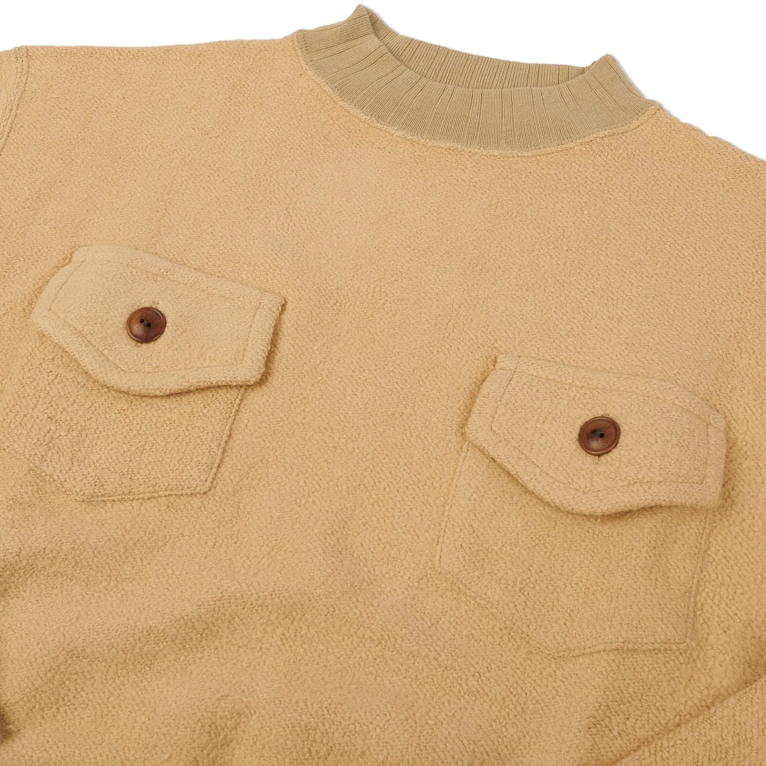 Warehouse & Co 479 Two Pocket Pile Sweatshirt - Beige