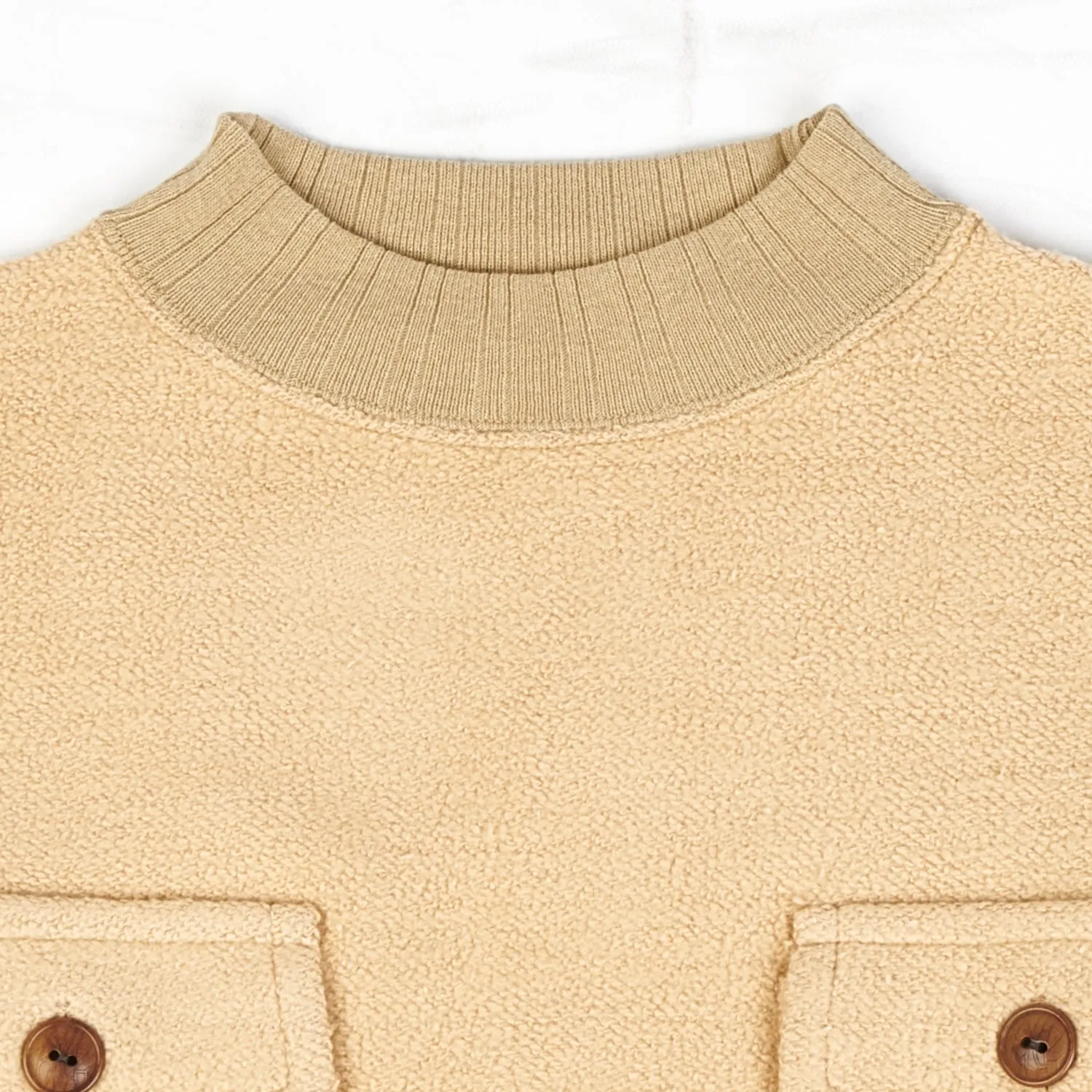 Warehouse & Co 479 Two Pocket Pile Sweatshirt - Beige