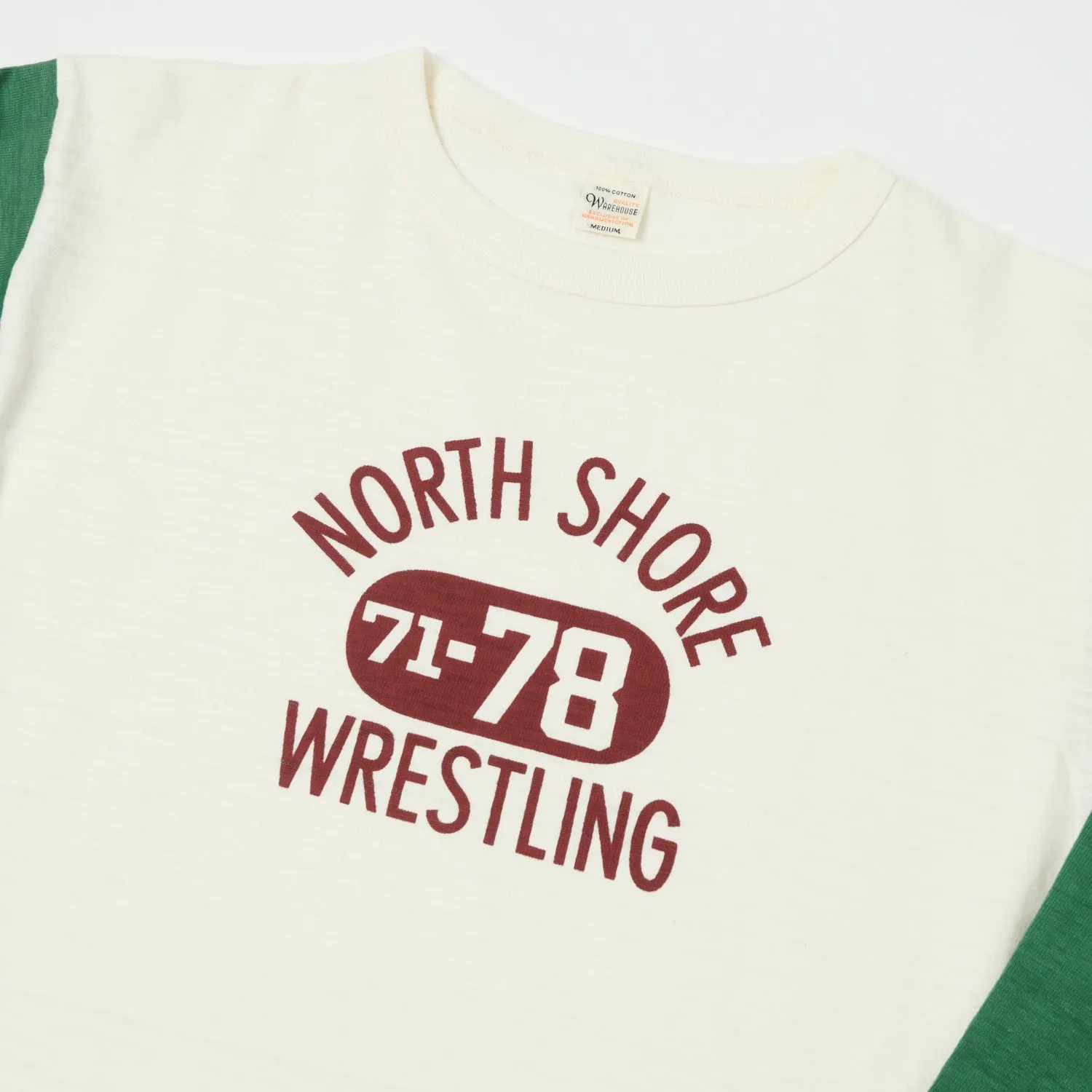 Warehouse & Co 4800 'North Shore' Baseball Tee - Cream/Green