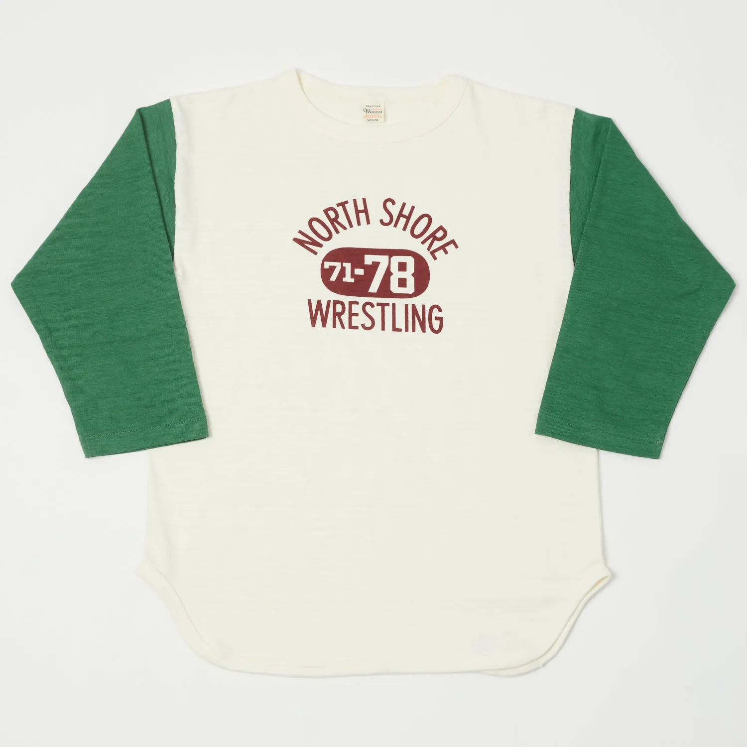 Warehouse & Co 4800 'North Shore' Baseball Tee - Cream/Green