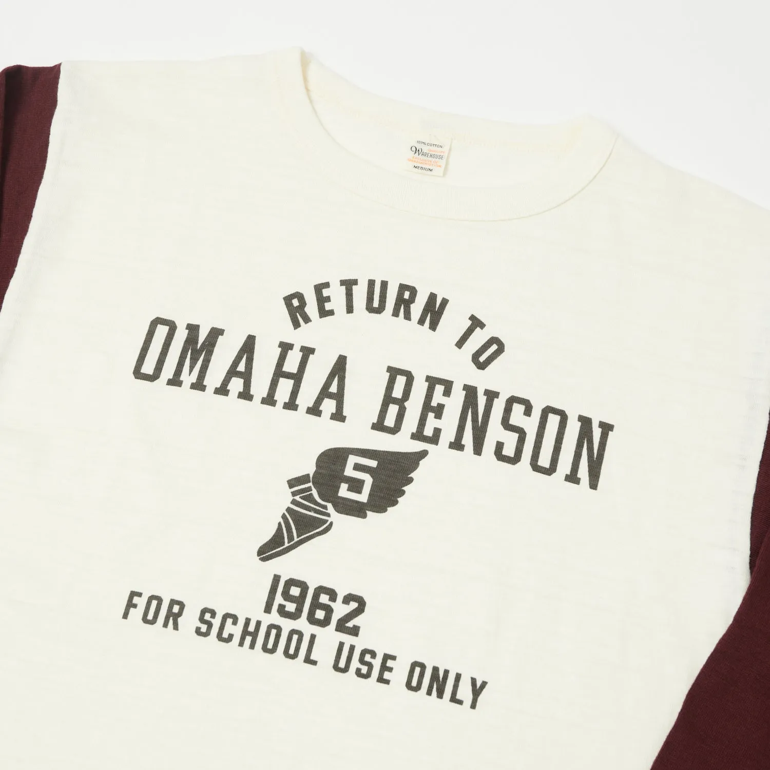 Warehouse & Co 4800 'Omaha Benson' Baseball Tee - Cream/Bordeaux