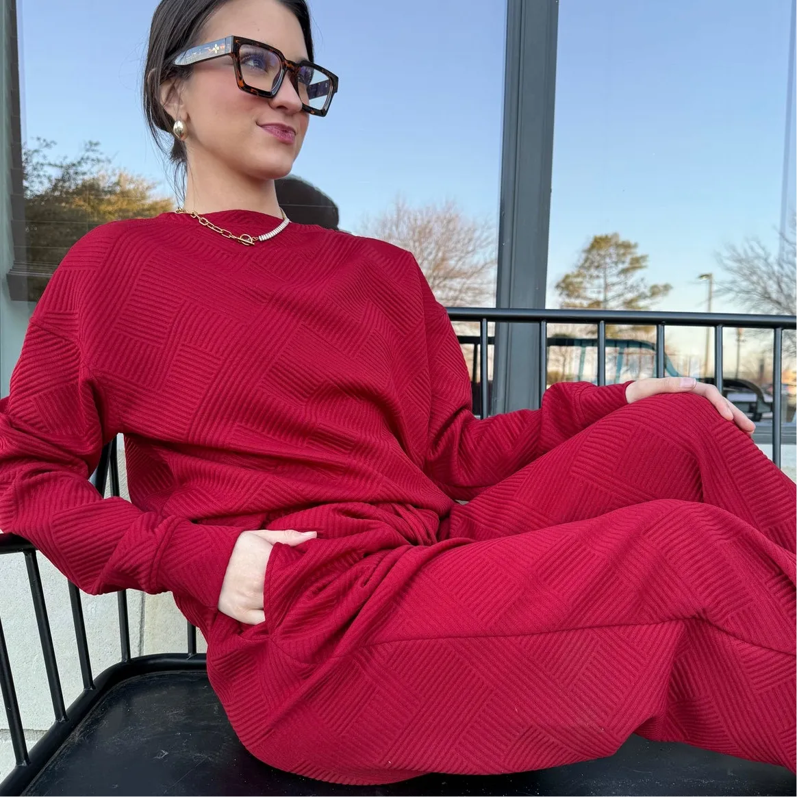 Warm & Chic Quilt Textured Lounge & Jogger Set
