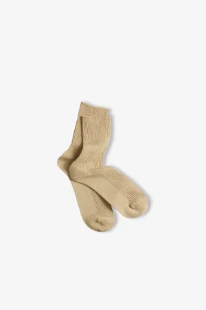 Washi Cotton Rib Crew Socks Beige