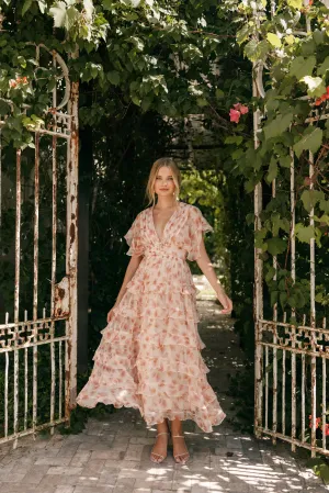 Wendi Ruffle Dress - Dark Peach Floral