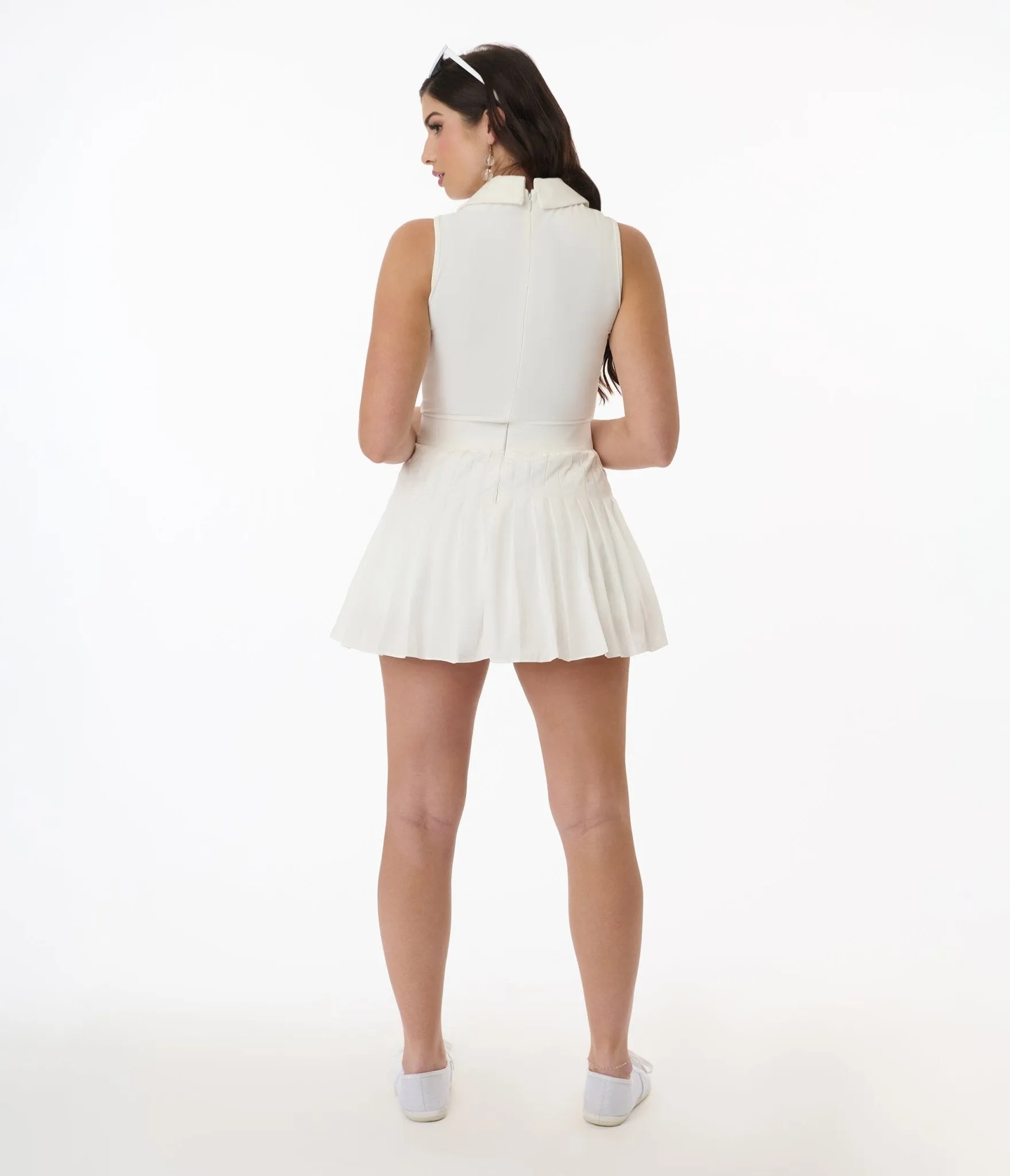 White Collared Athletic A-Line Dress