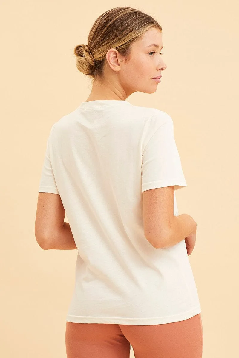 White Cotton T-Shirt Crew Neck Regular Fit Cotton
