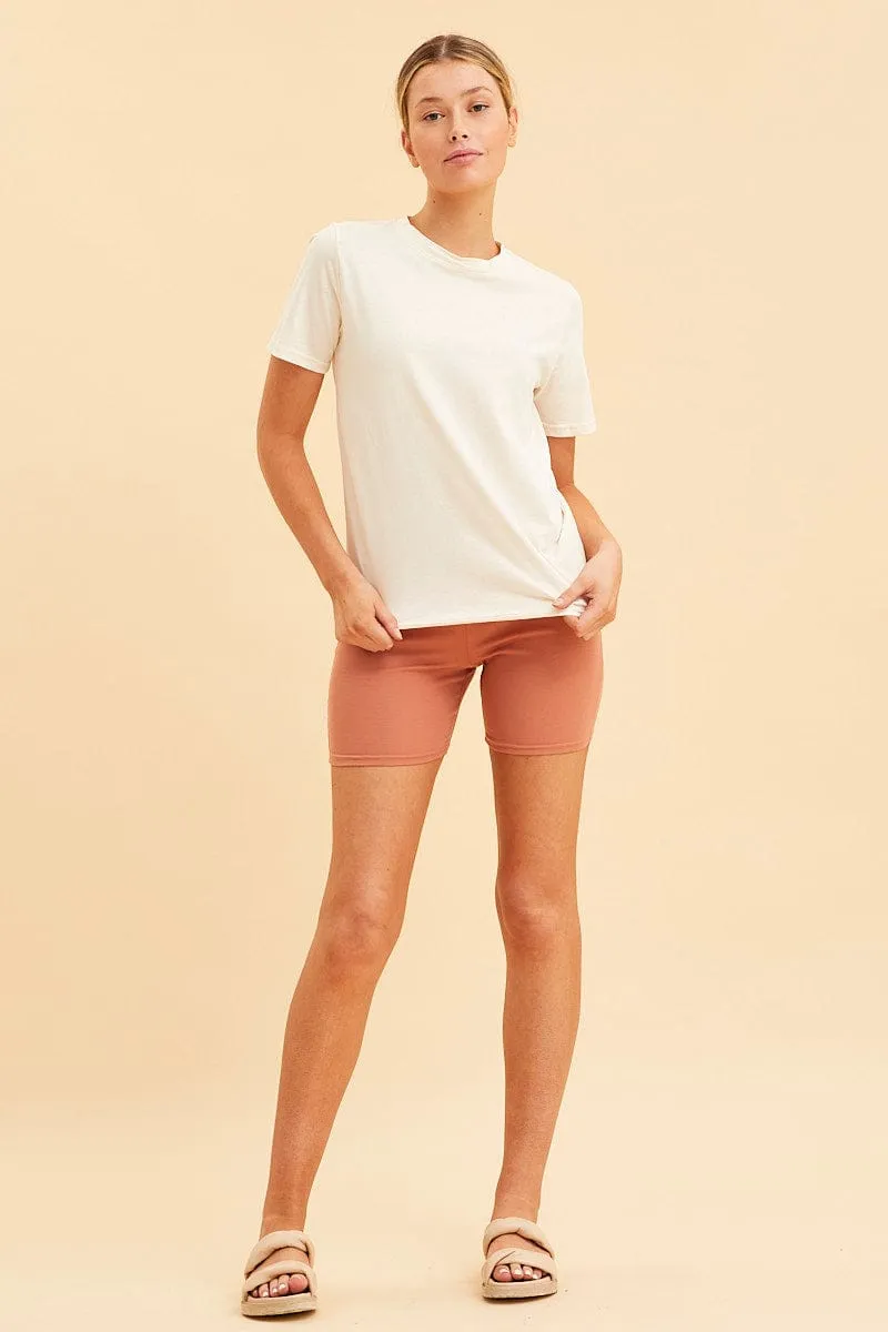 White Cotton T-Shirt Crew Neck Regular Fit Cotton