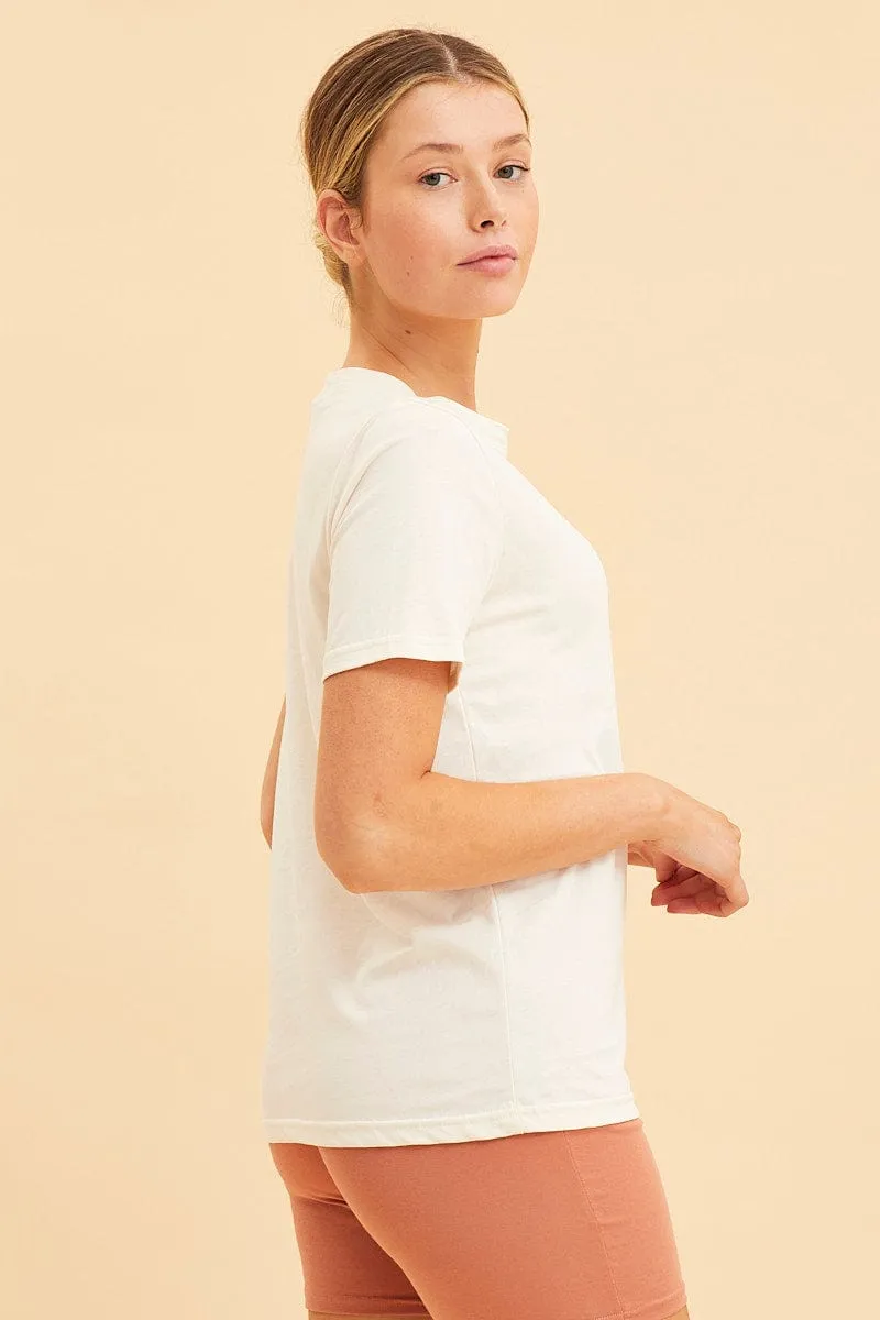 White Cotton T-Shirt Crew Neck Regular Fit Cotton