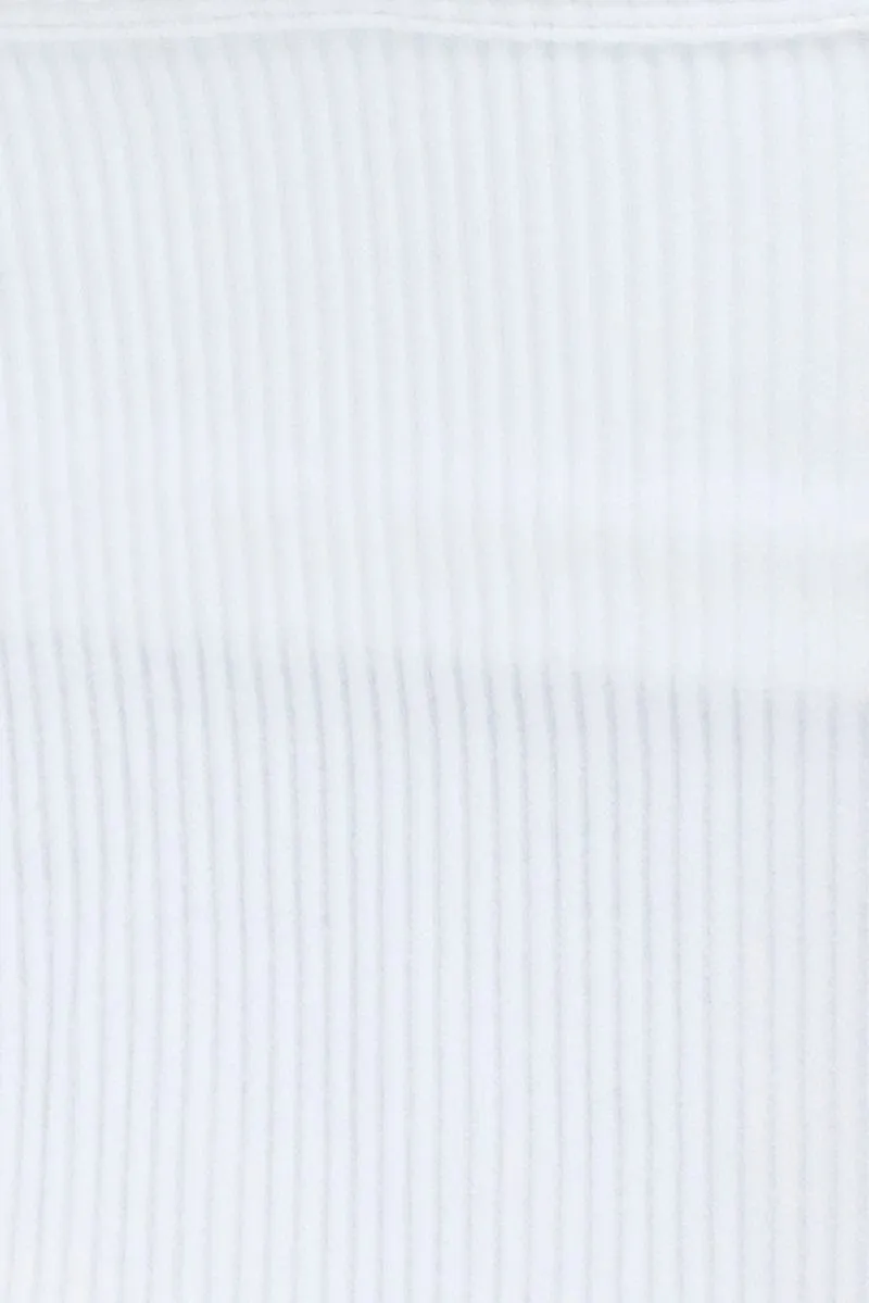White Crop Singlet Top Round neck