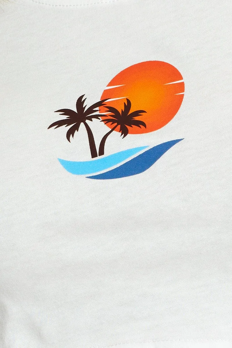 White Crop Top Short Sleeve